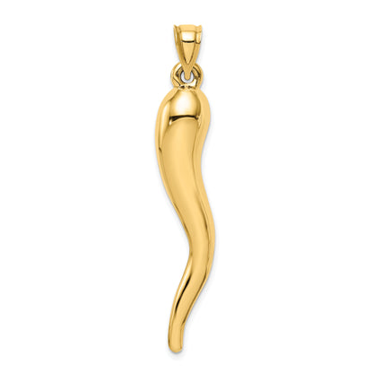 10K Yellow Gold Hollow Italian Horn Pendant
