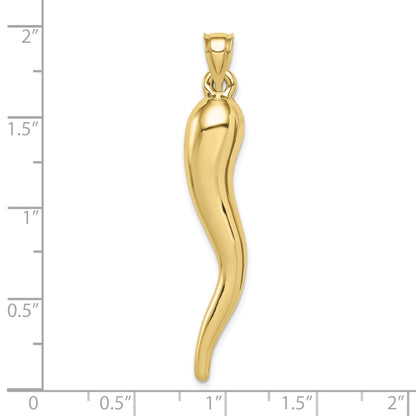 10K Yellow Gold Hollow Italian Horn Pendant
