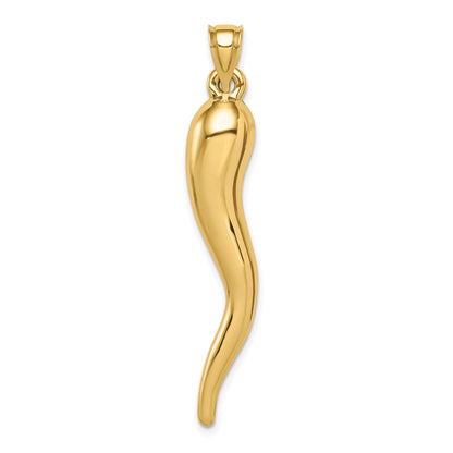 10K Yellow Gold Hollow Italian Horn Pendant