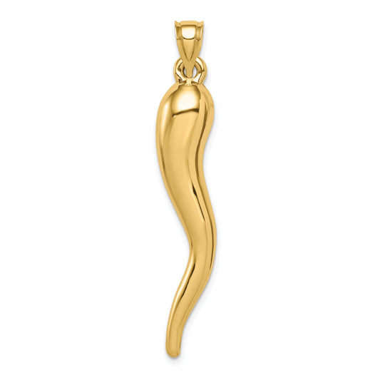 10K Yellow Gold Hollow Italian Horn Pendant
