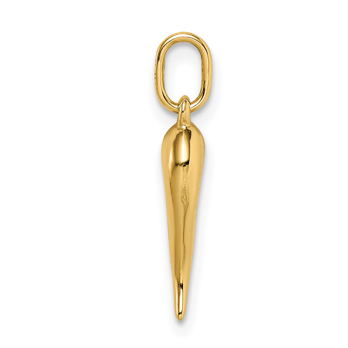 10K Yellow Gold Hollow Italian Horn Pendant
