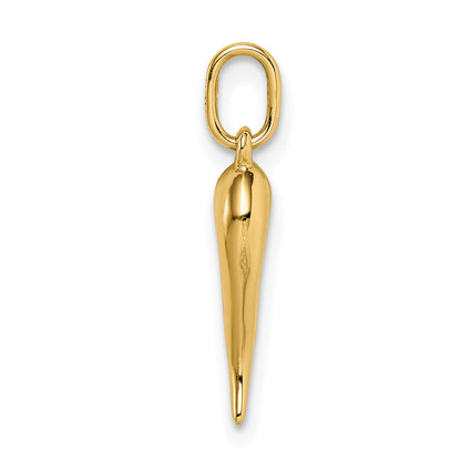 10K Yellow Gold Hollow Italian Horn Pendant