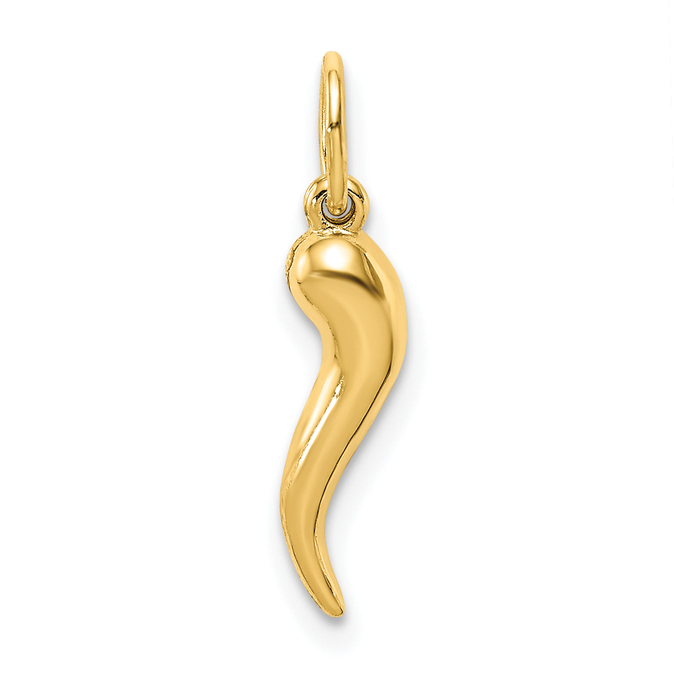 10K Yellow Gold Hollow Italian Horn Pendant