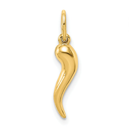 10K Yellow Gold Hollow Italian Horn Pendant