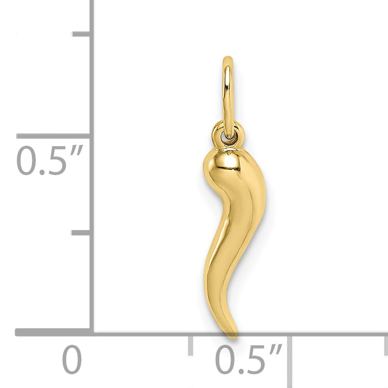 10K Yellow Gold Hollow Italian Horn Pendant