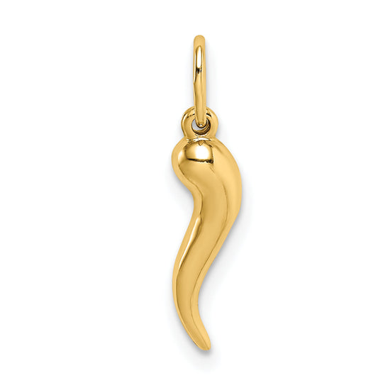 10K Yellow Gold Hollow Italian Horn Pendant