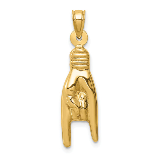 10K Yellow Gold 10K 3D Hollow Rock On Sign Charm