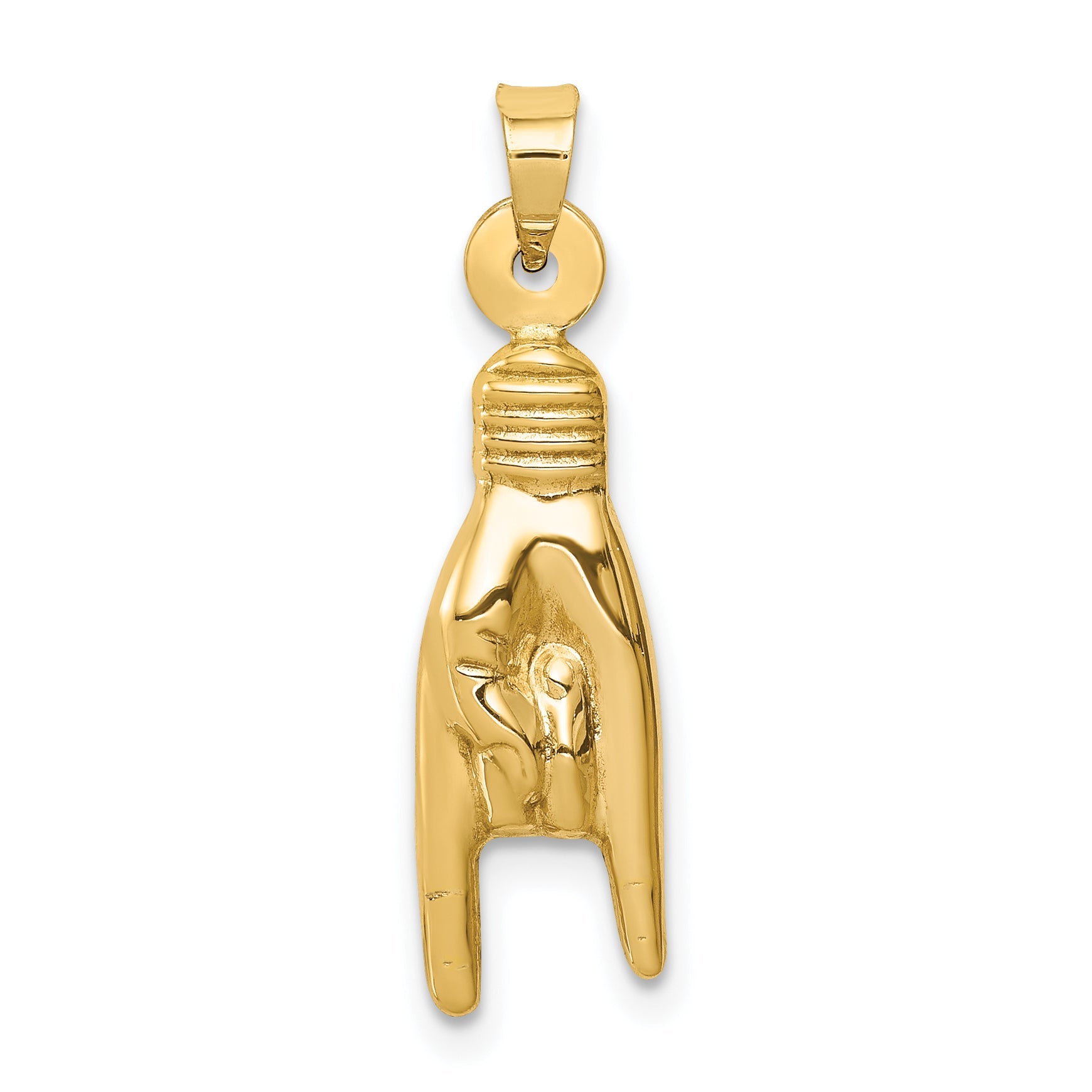 10K Yellow Gold 10K 3D Hollow Rock On Sign Charm