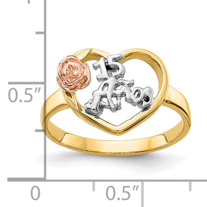 10K Two-Tone 10K & Rhodium 15 Anos Ring