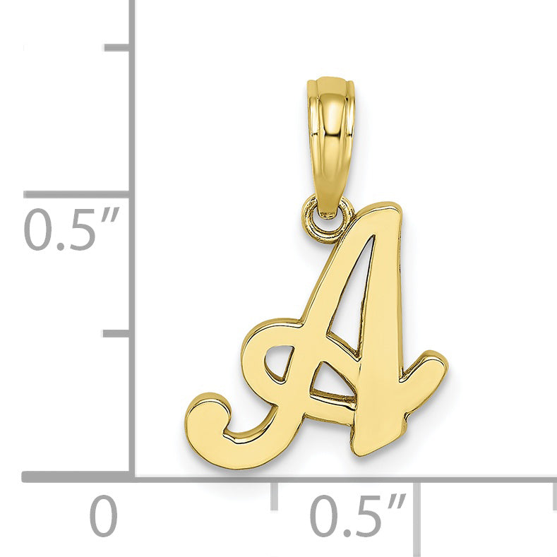 10K Yellow Gold 10K Polished A Script Initial Charm