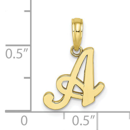 10K Yellow Gold 10K Polished A Script Initial Charm