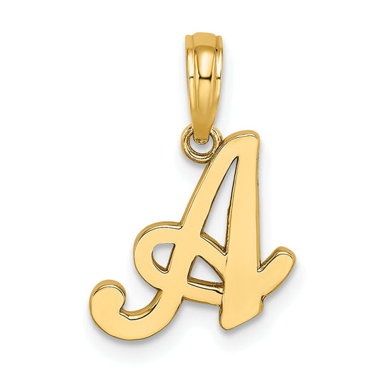 10K Yellow Gold 10K Polished A Script Initial Charm