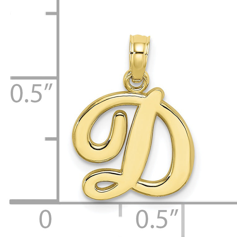10K Yellow Gold 10K Polished D Script Initial Charm