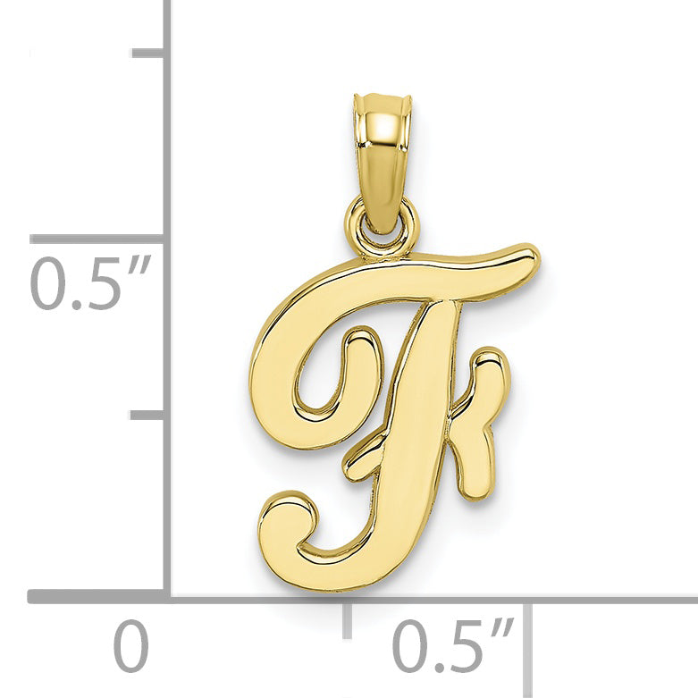 10K Yellow Gold 10K Polished F Script Initial Charm