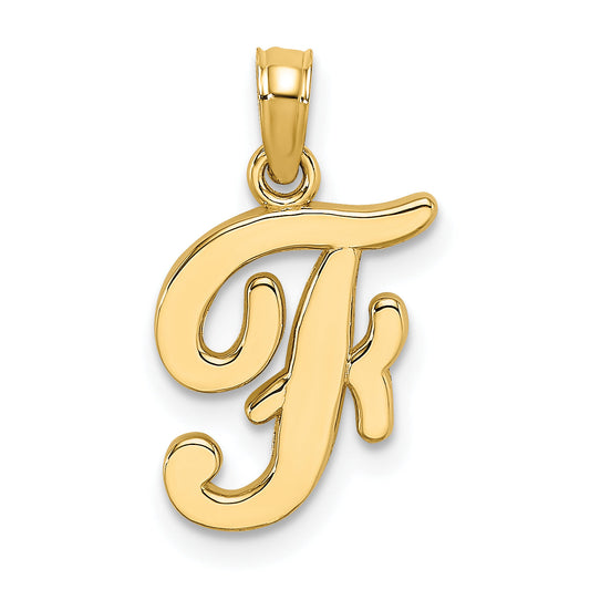 10K Yellow Gold 10K Polished F Script Initial Charm