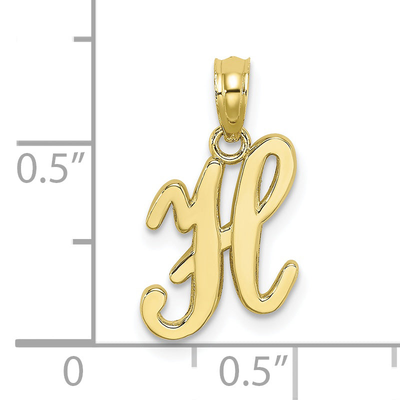 10K Yellow Gold 10K Polished H Script Initial Charm