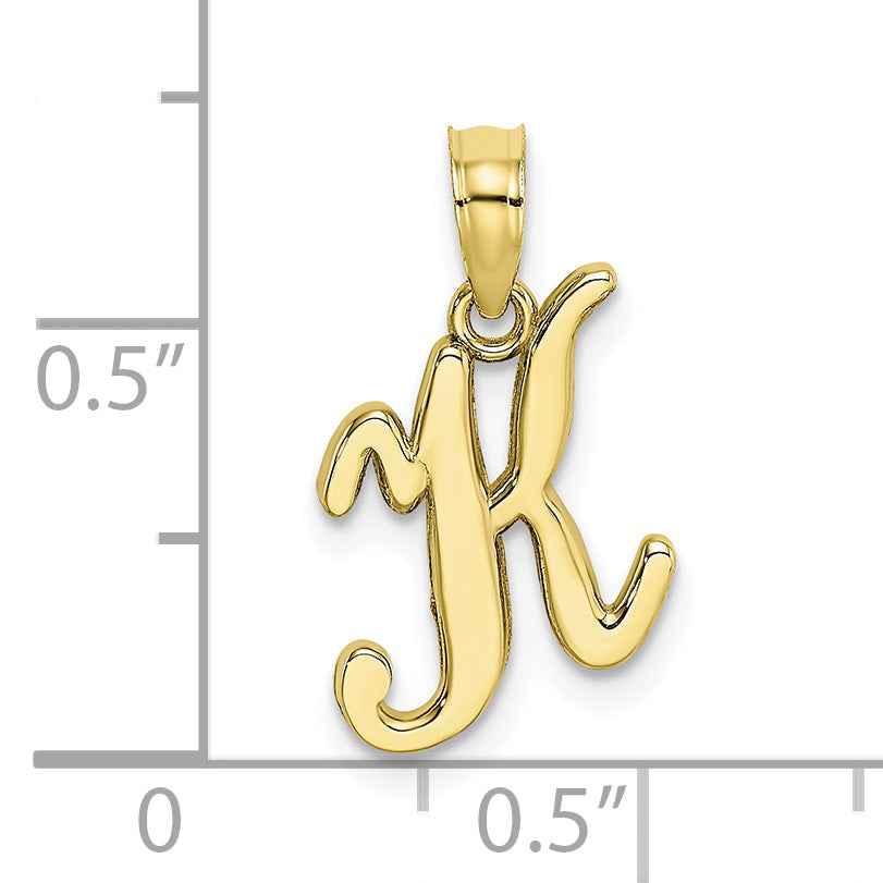 10K Yellow Gold 10K Polished K Script Initial Charm