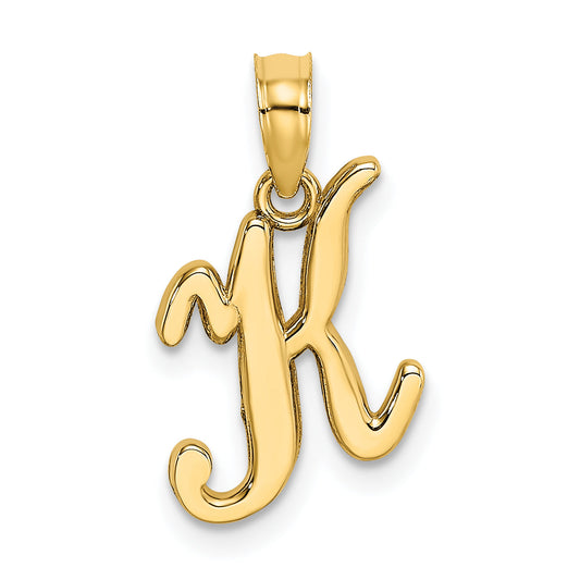 10K Yellow Gold 10K Polished K Script Initial Charm