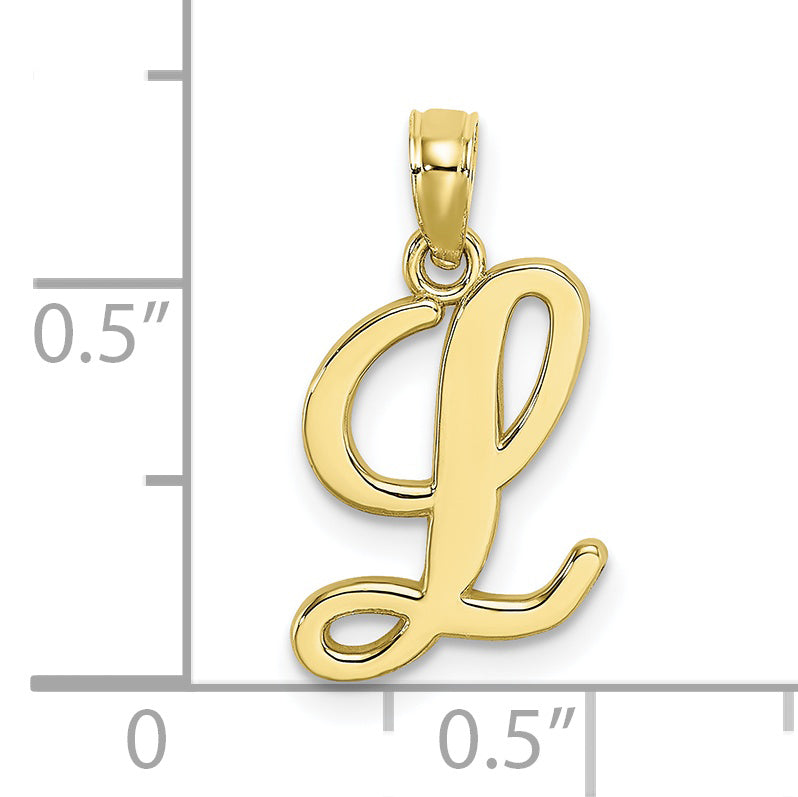 10K Yellow Gold 10K Polished L Script Initial Charm