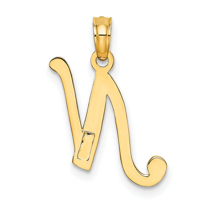 10K Yellow Gold 10K Polished N Script Initial Charm