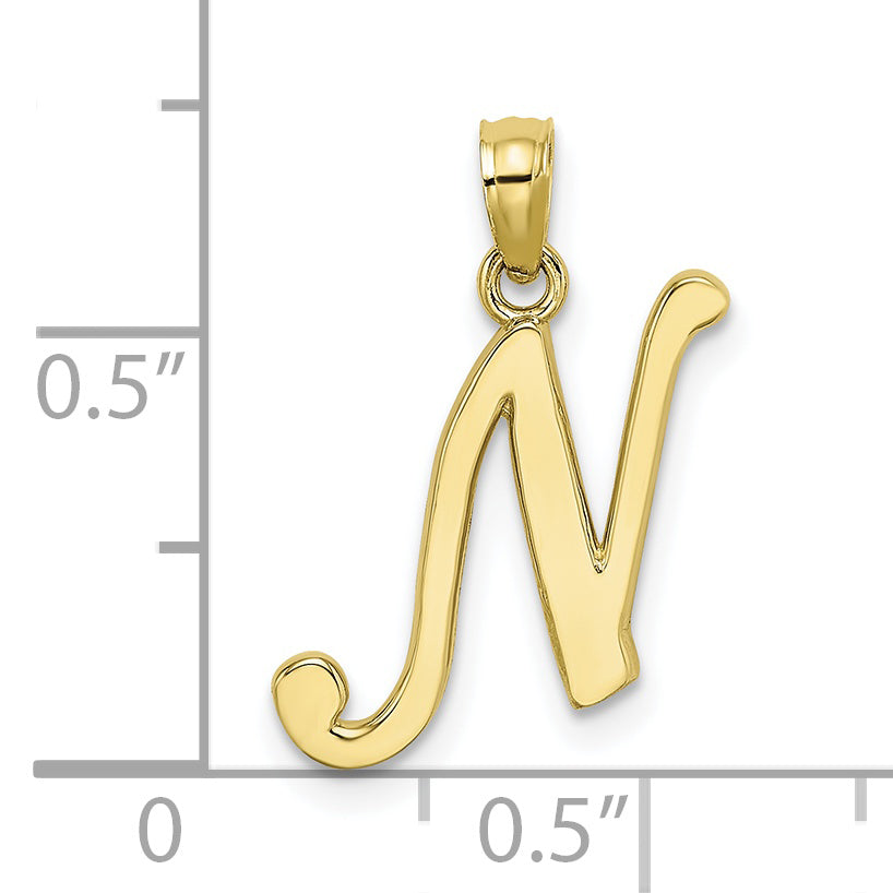 10K Yellow Gold 10K Polished N Script Initial Charm