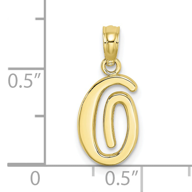10K Yellow Gold 10K Polished O Script Initial Charm