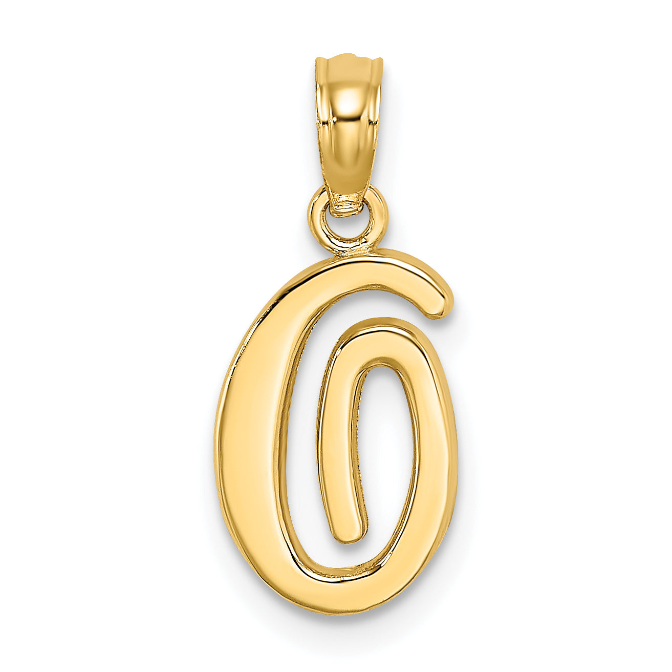 10K Yellow Gold 10K Polished O Script Initial Charm