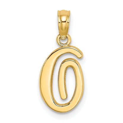 10K Yellow Gold 10K Polished O Script Initial Charm