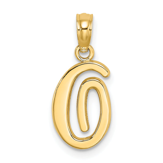 10K Yellow Gold 10K Polished O Script Initial Charm