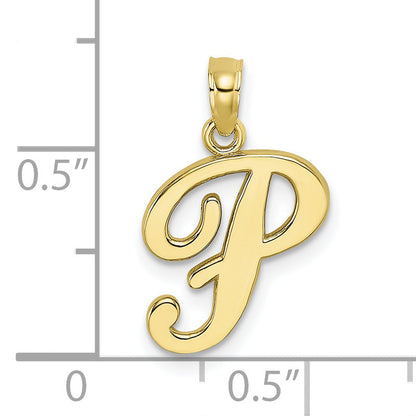 10K Yellow Gold 10K Polished P Script Initial Charm