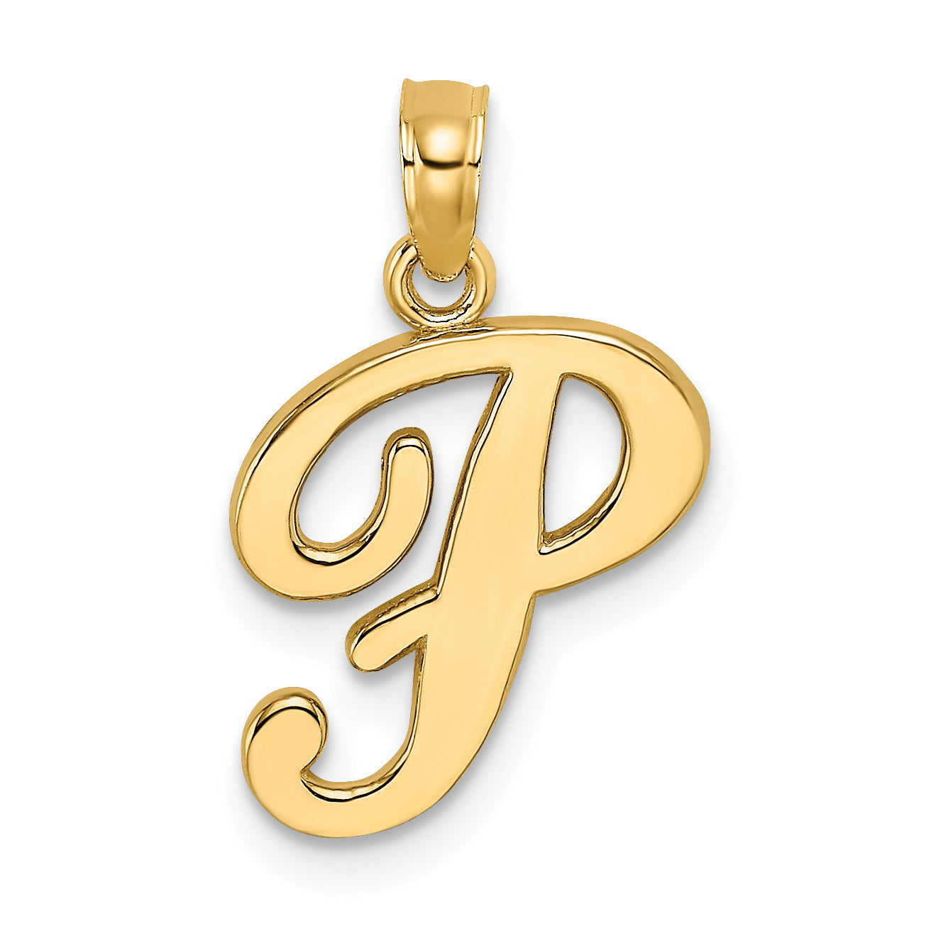10K Yellow Gold 10K Polished P Script Initial Charm