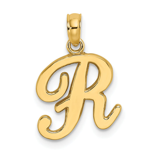 10K Yellow Gold 10K Polished R Script Initial Charm