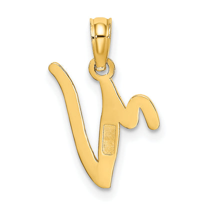 10K Yellow Gold 10K Polished V Script Initial Charm