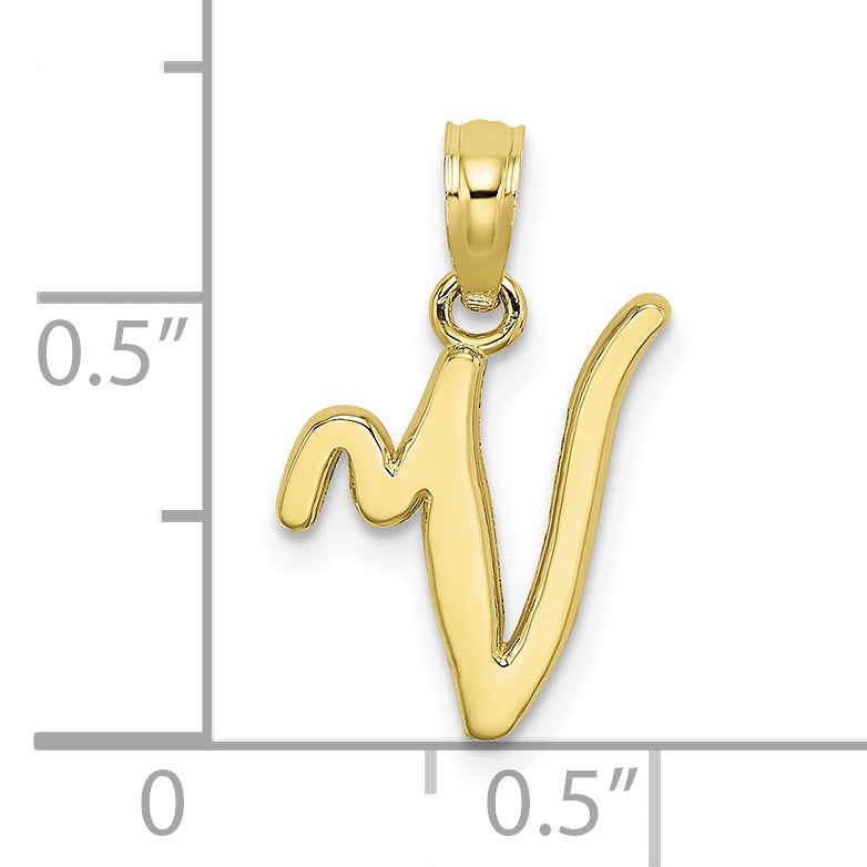 10K Yellow Gold 10K Polished V Script Initial Charm