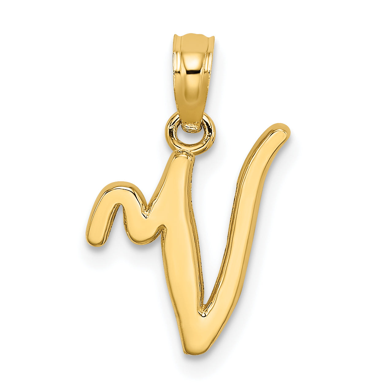 10K Yellow Gold 10K Polished V Script Initial Charm