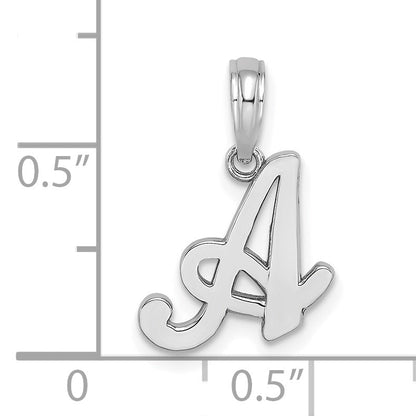 10K White Gold 10K Polished A Script Initial Charm