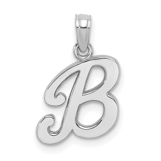 10K White Gold 10K Polished B Script Initial Charm