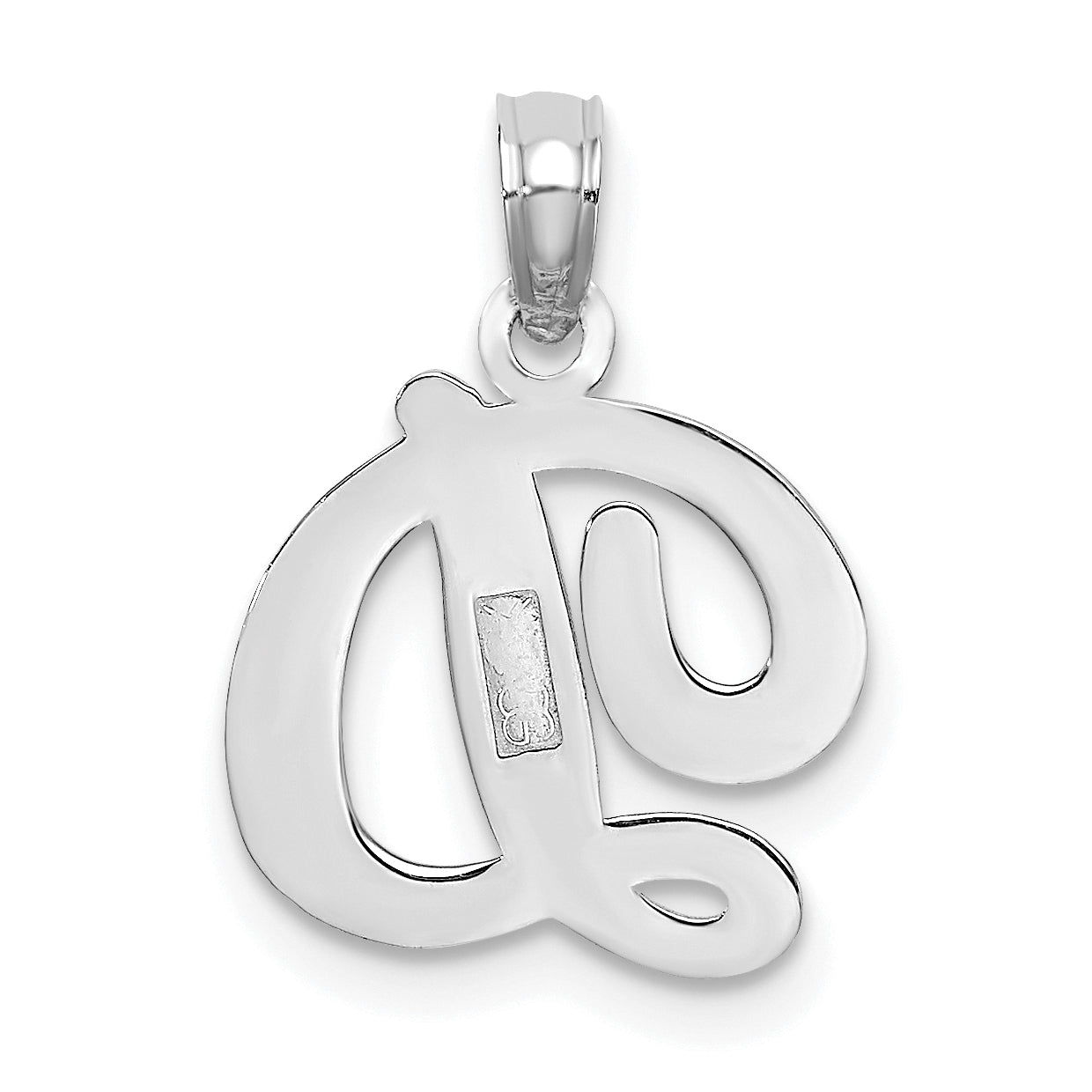 10K White Gold 10K Polished D Script Initial Charm