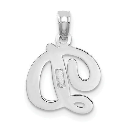 10K White Gold 10K Polished D Script Initial Charm