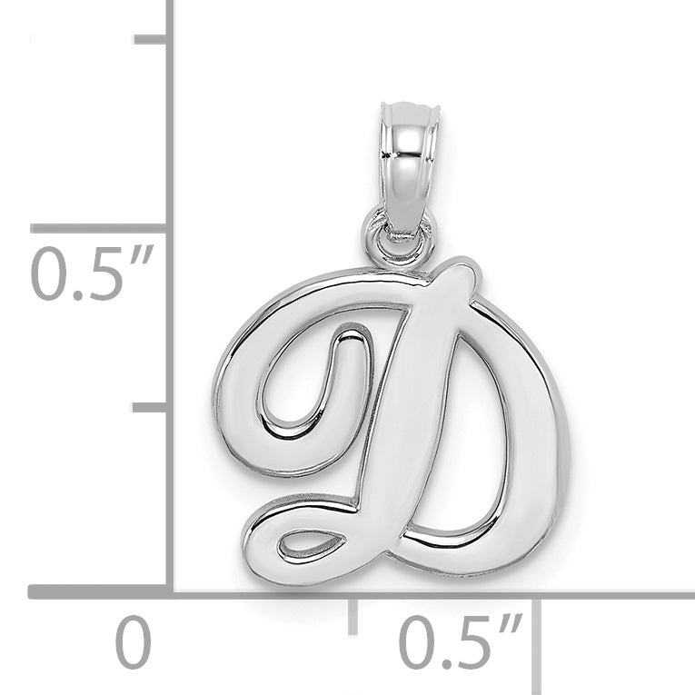 10K White Gold 10K Polished D Script Initial Charm