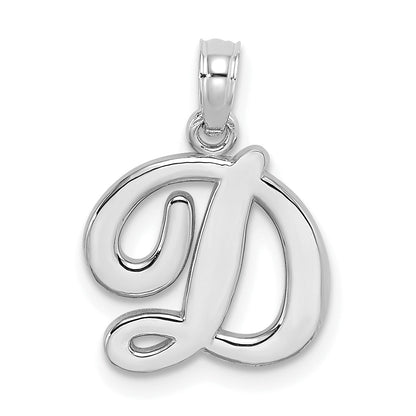 10K White Gold 10K Polished D Script Initial Charm
