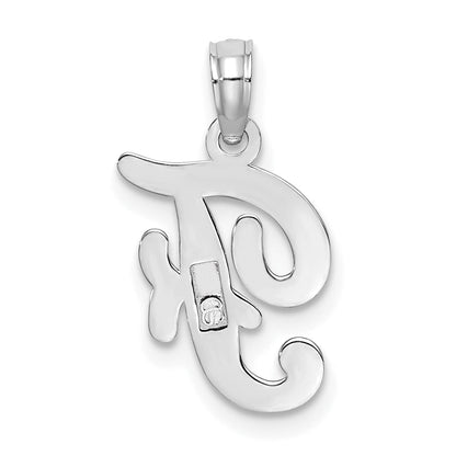 10K White Gold 10K Polished F Script Initial Charm
