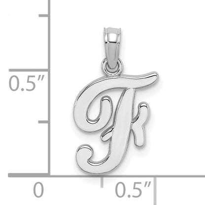 10K White Gold 10K Polished F Script Initial Charm