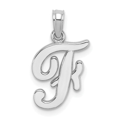 10K White Gold 10K Polished F Script Initial Charm