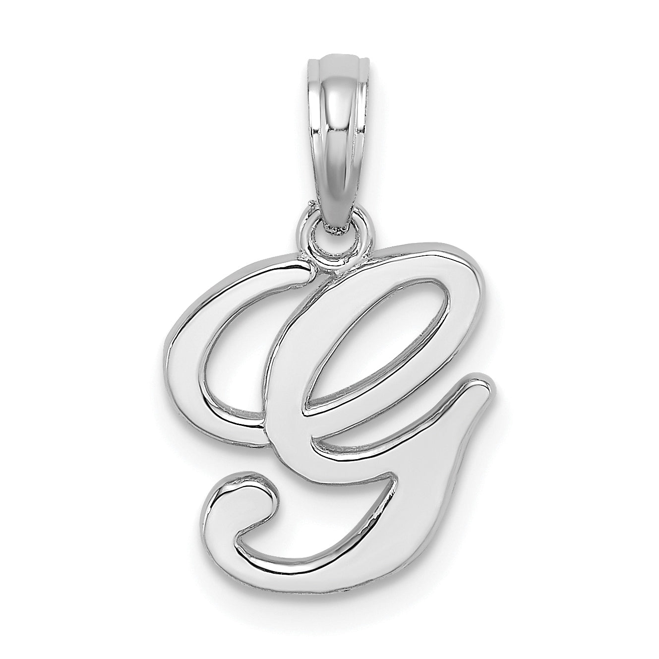 10K White Gold 10K Polished G Script Initial Charm