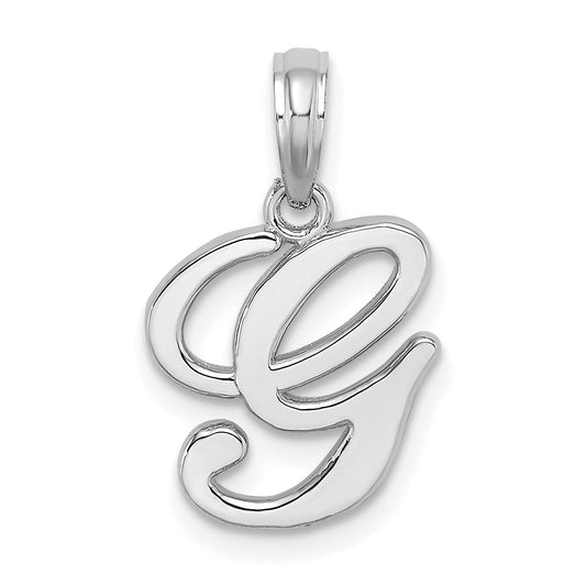 10K White Gold 10K Polished G Script Initial Charm
