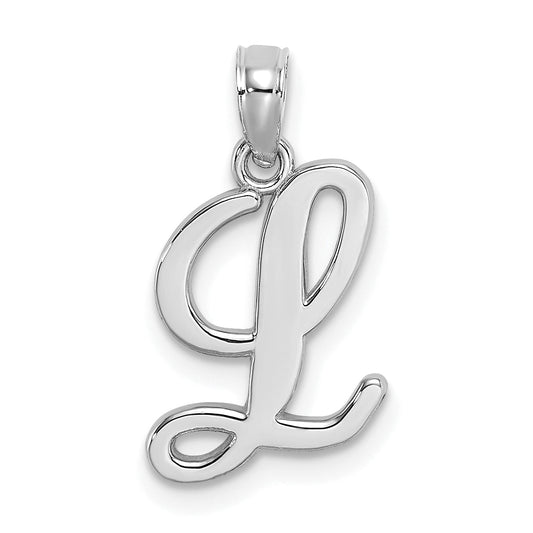 10K White Gold 10K Polished L Script Initial Charm