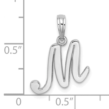 10K White Gold 10K Polished M Script Initial Charm