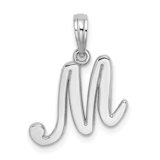 10K White Gold 10K Polished M Script Initial Charm