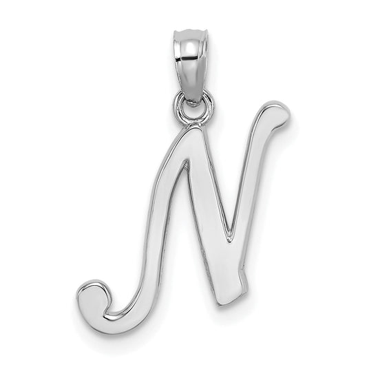 10K White Gold 10K Polished N Script Initial Charm
